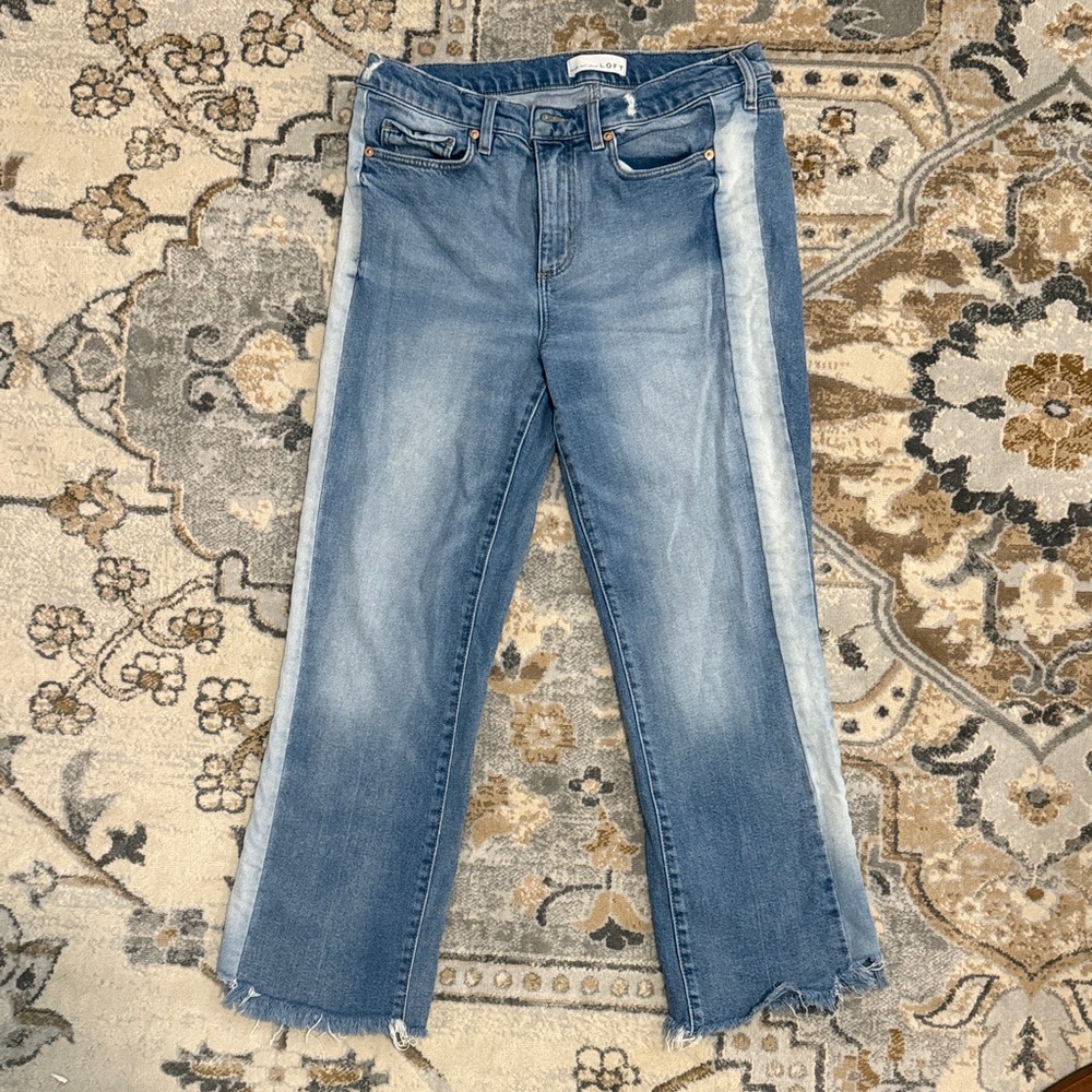 LOFT Blue Frayed Hem Jeans